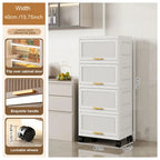 Carrelli da Cucina, Contenitore Pieghevole con Ruote, Armadietto Mobile, Scaffale da Cucina, Contenitore Mobile-Bianco
