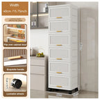 Carrelli da Cucina, Contenitore Pieghevole con Ruote, Armadietto Mobile, Scaffale da Cucina, Contenitore Mobile-Bianco