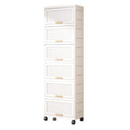 Carrelli da Cucina, Contenitore Pieghevole con Ruote, Armadietto Mobile, Scaffale da Cucina, Contenitore Mobile-Bianco