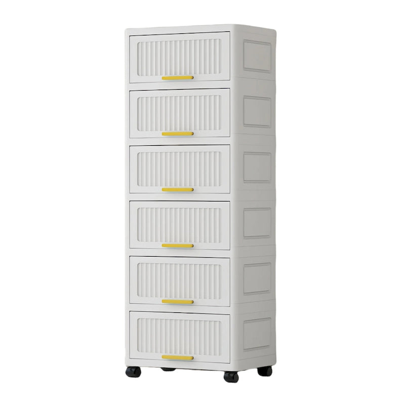 Carrelli da Cucina, Contenitore Pieghevole con Ruote, Armadietto Mobile, Scaffale da Cucina, Contenitore Mobile-Bianco