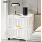 Carrelli da Cucina, Contenitore Pieghevole con Ruote, Armadietto Mobile, Scaffale da Cucina, Contenitore Mobile-Bianco