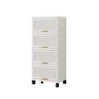 Carrelli da Cucina, Contenitore Pieghevole con Ruote, Armadietto Mobile, Scaffale da Cucina, Contenitore Mobile-Bianco