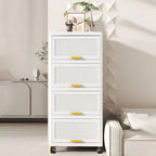 Carrelli da Cucina, Contenitore Pieghevole con Ruote, Armadietto Mobile, Scaffale da Cucina, Contenitore Mobile-Bianco