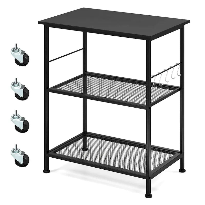 Carrello da cucina a 3 livelli con ripiani per microonde
