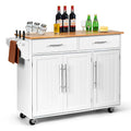 Carrello da Cucina con Isola Top in Legno Mobile Contenitore Rotante
