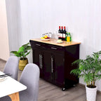 Carrello da Cucina con Isola Top in Legno Mobile Contenitore Rotante