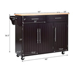 Carrello da Cucina con Isola Top in Legno Mobile Contenitore Rotante