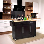 Carrello da Cucina con Isola Top in Legno Mobile Contenitore Rotante