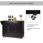 Carrello da Cucina con Isola Top in Legno Mobile Contenitore Rotante