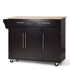 Carrello da Cucina con Isola Top in Legno Mobile Contenitore Rotante
