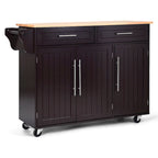 Carrello da Cucina con Isola Top in Legno Mobile Contenitore Rotante