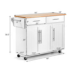 Carrello da Cucina con Isola Top in Legno Mobile Contenitore Rotante