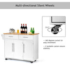 Carrello da Cucina con Isola Top in Legno Mobile Contenitore Rotante