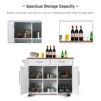 Carrello da Cucina con Isola Top in Legno Mobile Contenitore Rotante