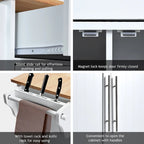 Carrello da Cucina con Isola Top in Legno Mobile Contenitore Rotante