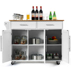 Carrello da Cucina con Isola Top in Legno Mobile Contenitore Rotante