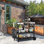 Tavolo Carrello Grill Mobile a 3 Ripiani Multifunzionale per Casa e Esterni