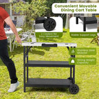 Tavolo Carrello Grill Mobile a 3 Ripiani Multifunzionale per Casa e Esterni