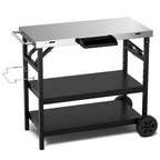 Tavolo Carrello Grill Mobile a 3 Ripiani Multifunzionale per Casa e Esterni