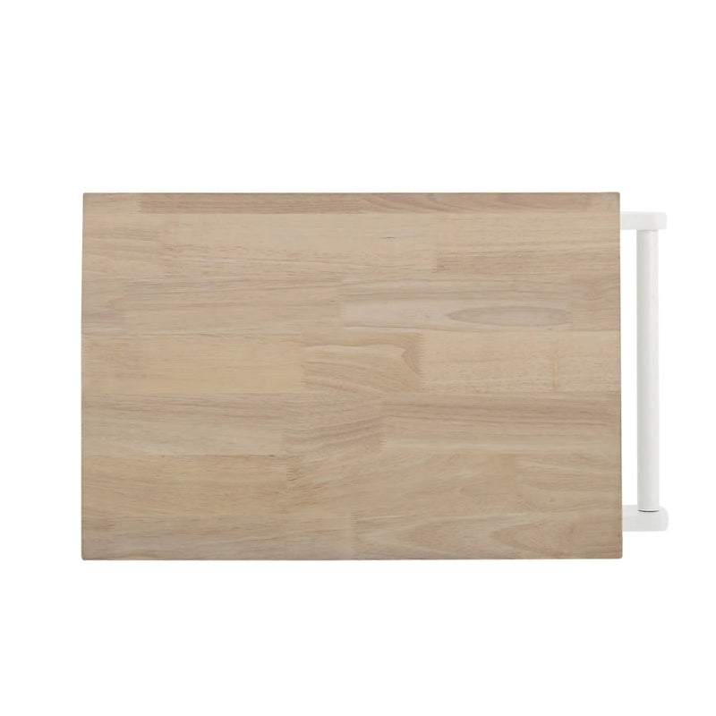 Carrello da Cucina Multifunzionale Contemporaneo con Piano in Legno di Gomma, Ripiani a Doghe Aperte, Rotelle Girevoli, Cassetto e Porta-Asciugamani