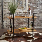 Carrello Bar con Ripiani Effetto Legno, Maniglia e Ruote Bloccabili - Carrello di Servizio Mobile Stile Industriale con Porta Bottiglie