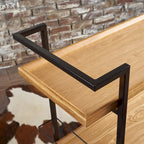 Carrello Bar con Ripiani Effetto Legno, Maniglia e Ruote Bloccabili - Carrello di Servizio Mobile Stile Industriale con Porta Bottiglie