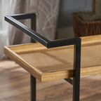 Carrello Bar con Ripiani Effetto Legno, Maniglia e Ruote Bloccabili - Carrello di Servizio Mobile Stile Industriale con Porta Bottiglie