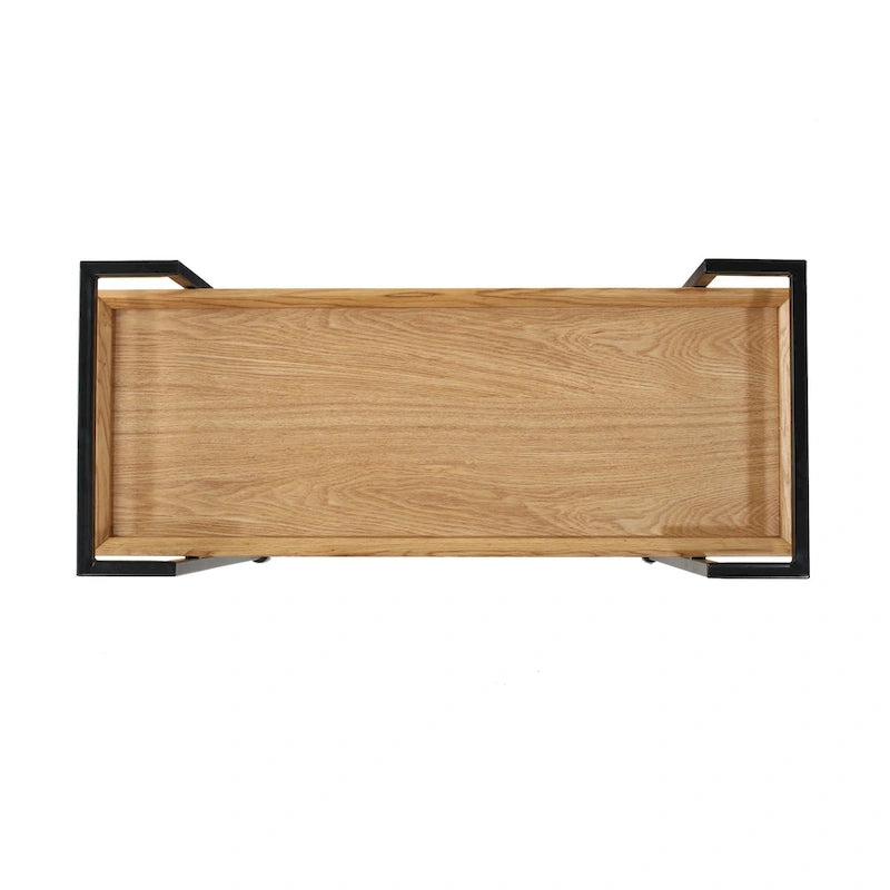 Carrello Bar con Ripiani Effetto Legno, Maniglia e Ruote Bloccabili - Carrello di Servizio Mobile Stile Industriale con Porta Bottiglie