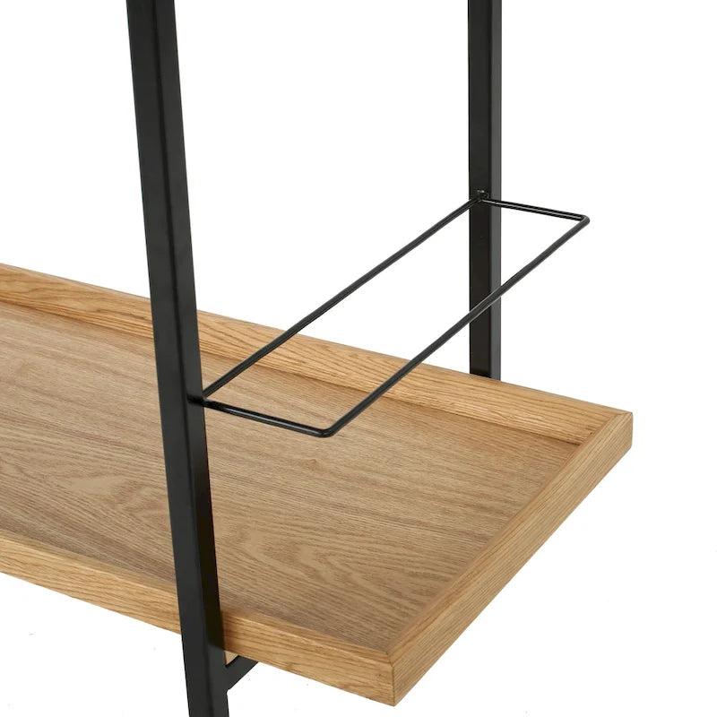 Carrello Bar con Ripiani Effetto Legno, Maniglia e Ruote Bloccabili - Carrello di Servizio Mobile Stile Industriale con Porta Bottiglie