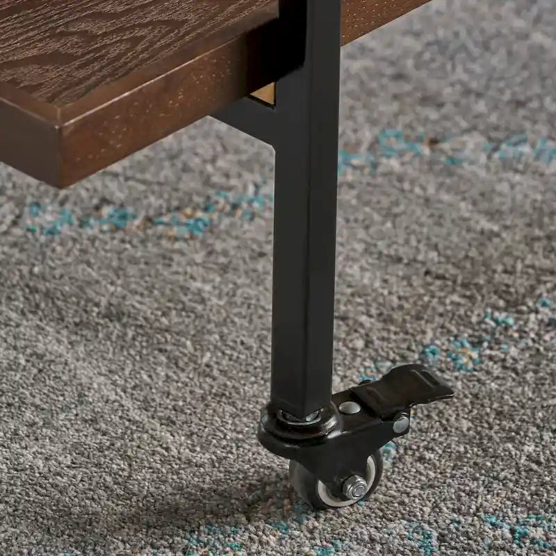 Carrello Bar con Ripiani Effetto Legno, Maniglia e Ruote Bloccabili - Carrello di Servizio Mobile Stile Industriale con Porta Bottiglie