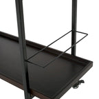 Carrello Bar con Ripiani Effetto Legno, Maniglia e Ruote Bloccabili - Carrello di Servizio Mobile Stile Industriale con Porta Bottiglie