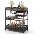 Carrello Bar con Ruote a 3 Livelli, Carrello da Servizio Industriale con Buffet