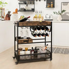Carrello Bar con Ruote a 3 Livelli, Carrello da Servizio Industriale con Buffet