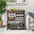 Carrello Bar con Ruote a 3 Livelli, Carrello da Servizio Industriale con Buffet