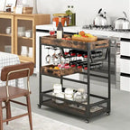 Carrello Bar con Ruote a 3 Livelli, Carrello da Servizio Industriale con Buffet