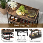 Carrello Bar con Ruote a 3 Livelli, Carrello da Servizio Industriale con Buffet