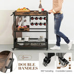 Carrello Bar con Ruote a 3 Livelli, Carrello da Servizio Industriale con Buffet