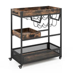 Carrello Bar con Ruote a 3 Livelli, Carrello da Servizio Industriale con Buffet