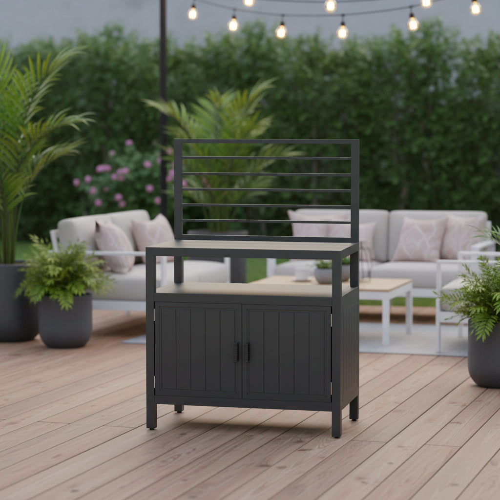 Outdoor Kitchen Island With Storage(no include stool)