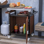 Carrello per Barbecue da Esterno con Piano in Acciaio Inox (sgabello non incluso)