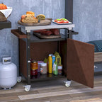 Carrello per Barbecue da Esterno con Piano in Acciaio Inox (sgabello non incluso)