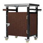 Carrello per Barbecue da Esterno con Piano in Acciaio Inox (sgabello non incluso)