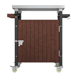 Carrello per Barbecue da Esterno con Piano in Acciaio Inox (sgabello non incluso)
