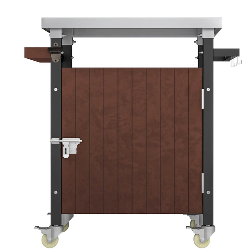 Carrello per Barbecue da Esterno con Piano in Acciaio Inox (sgabello non incluso)