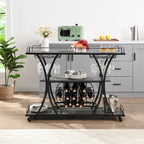 Industrial Bar Cart Kitchen Bar&Serving Cart For Home With Wheels 3 -Tier Storage Shelves(no include stool)