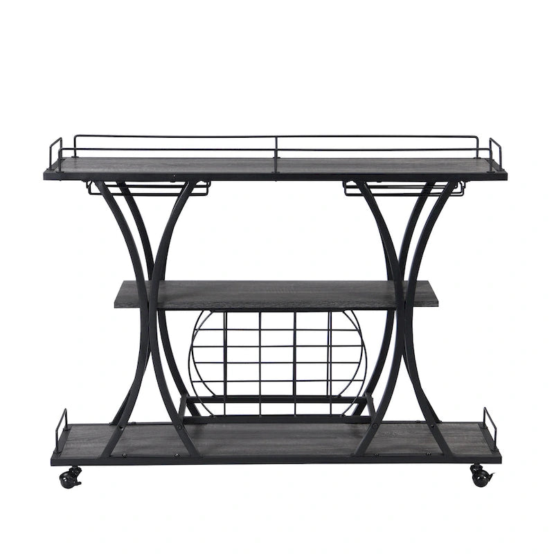 Carrello Bar Industriale Carrello Bar&Servizio Per Cucina Con Ruote 3 Ripiani Di Stoccaggio (sgabello non incluso)