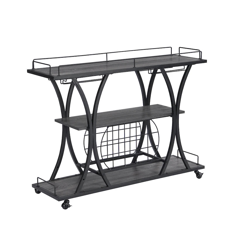 Carrello Bar Industriale Carrello Bar&Servizio Per Cucina Con Ruote 3 Ripiani Di Stoccaggio (sgabello non incluso)