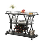 Carrello Bar Industriale Carrello Bar&Servizio Per Cucina Con Ruote 3 Ripiani Di Stoccaggio (sgabello non incluso)