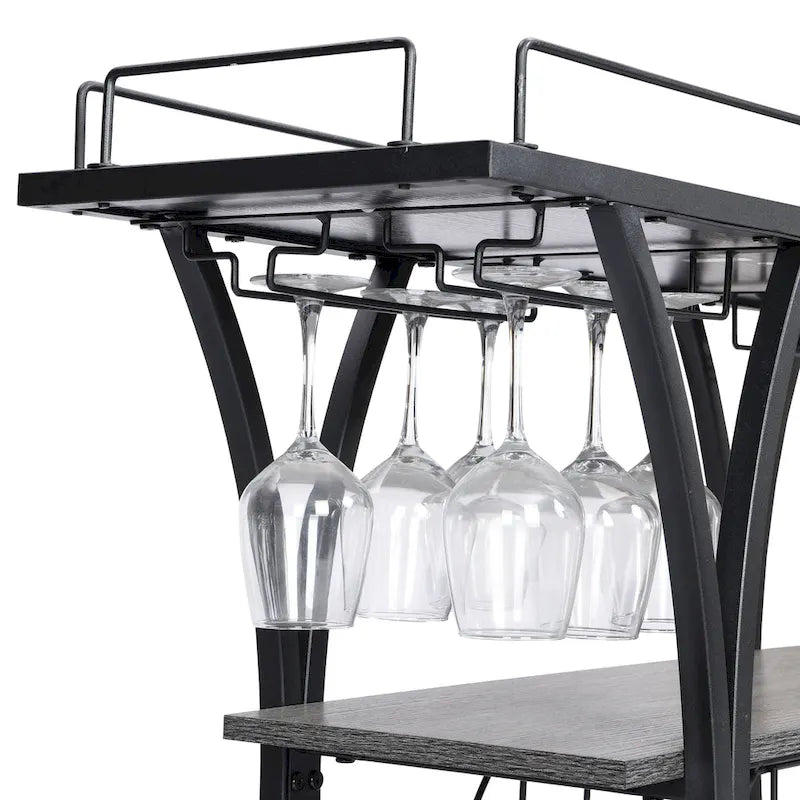 Carrello Bar Industriale Carrello Bar&Servizio Per Cucina Con Ruote 3 Ripiani Di Stoccaggio (sgabello non incluso)