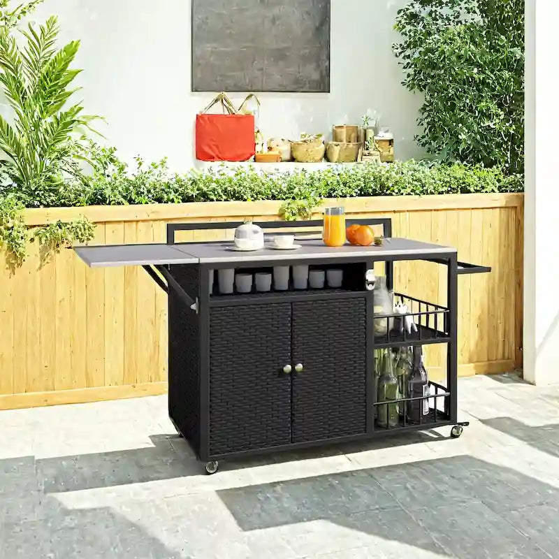 Isola da cucina per esterni da 63,5 con piano pieghevole e ampio spazio di archiviazione